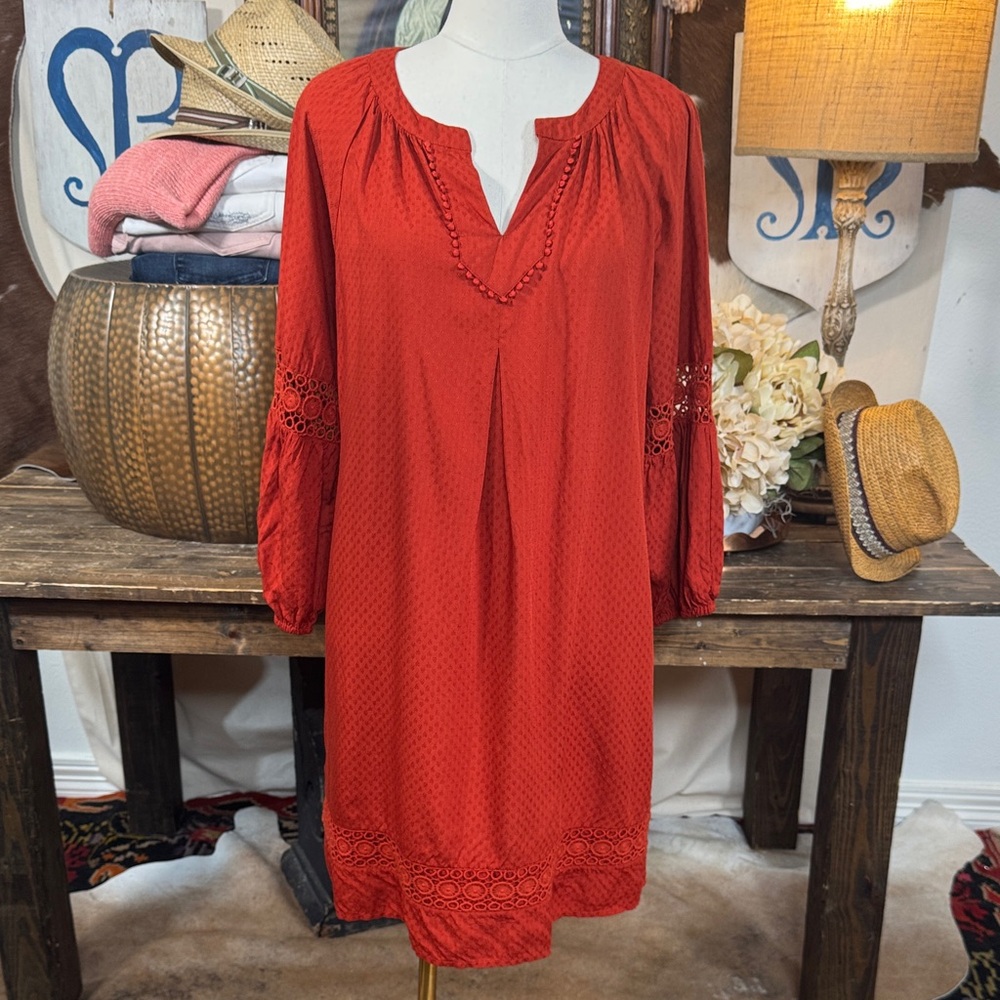 Crown & Ivy Rust Boho Tunic Dress